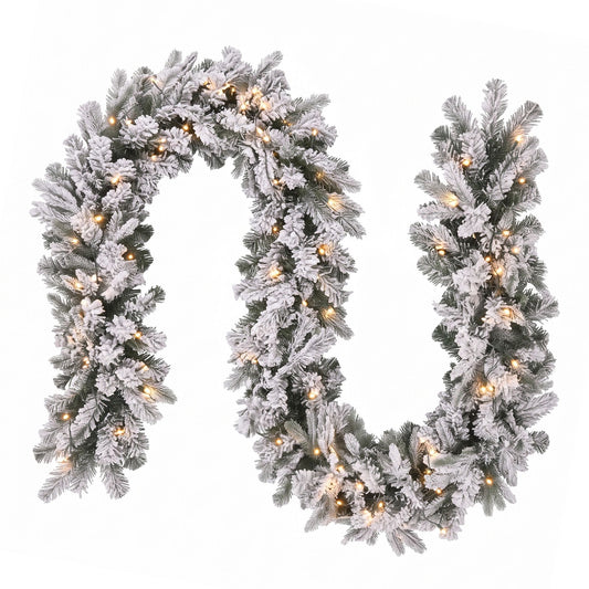 Jingle Jollys 1,8 m Weihnachtsgirlande 8 Modi LED Schneebedeckte Spitzen Automatischer Timer