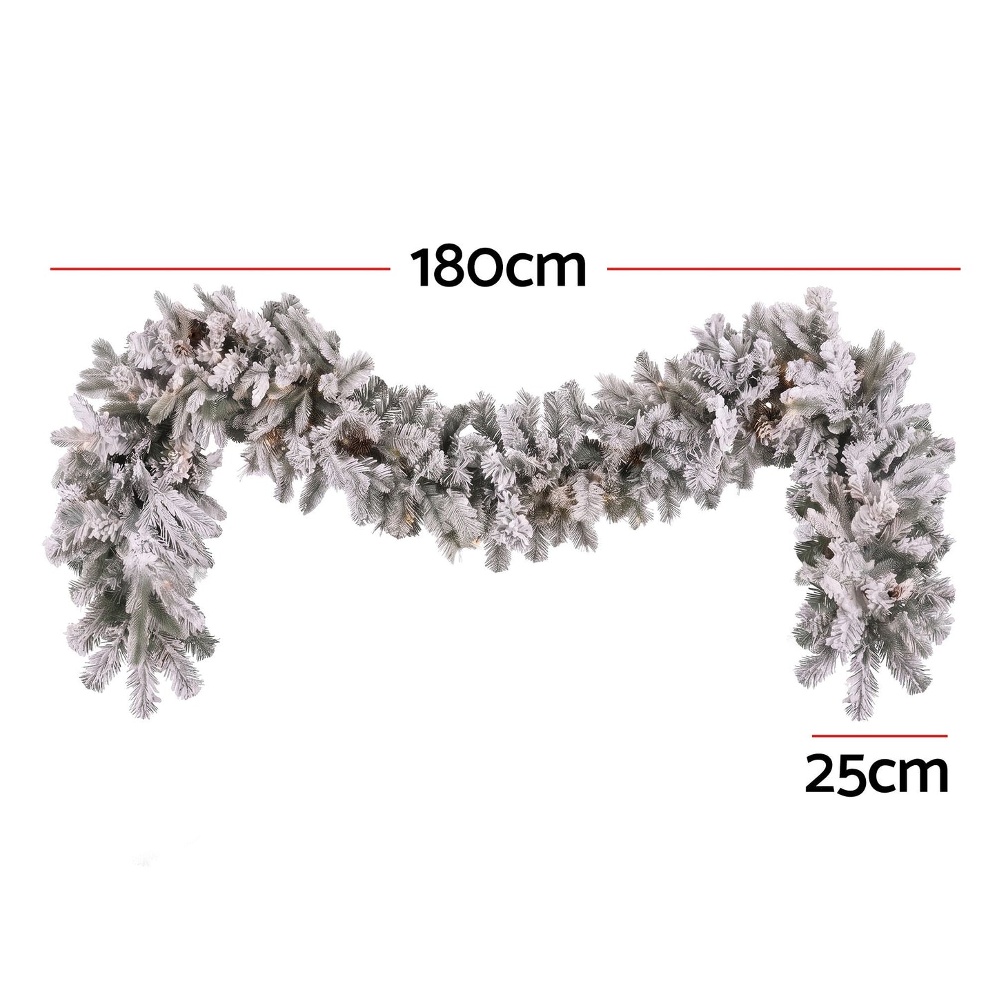Jingle Jollys 1,8 m Weihnachtsgirlande 8 Modi LED Schneebedeckte Spitzen Automatischer Timer