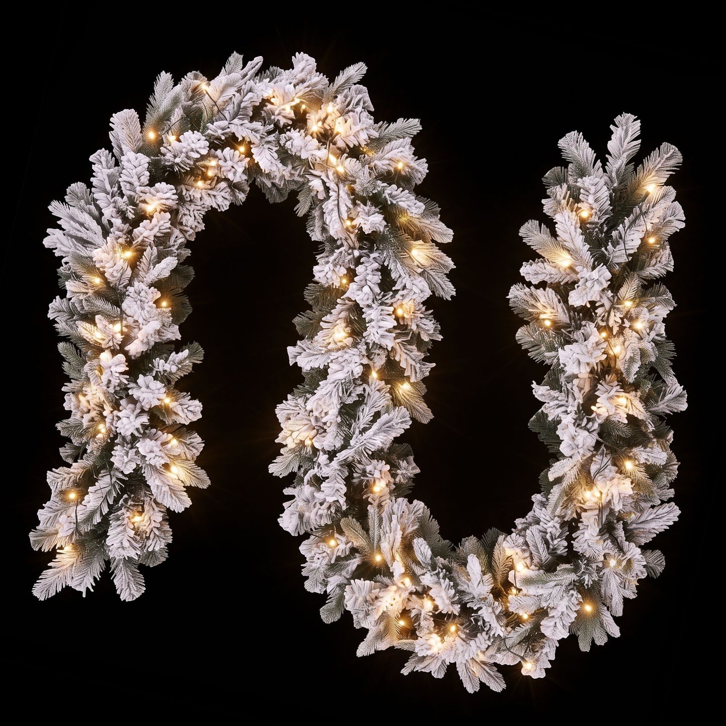 Jingle Jollys 1,8 m Weihnachtsgirlande 8 Modi LED Schneebedeckte Spitzen Automatischer Timer
