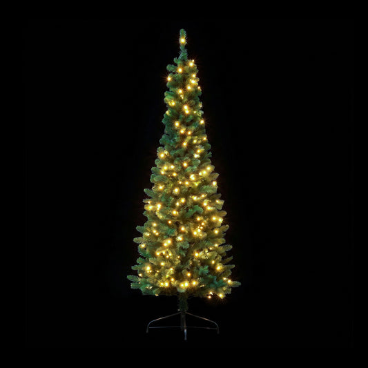 Jingle Jollys 2,4m Vorbeleuchteter Weihnachtsbaum Schlanker Bleistift-Weihnachtsbaum Eckbaum