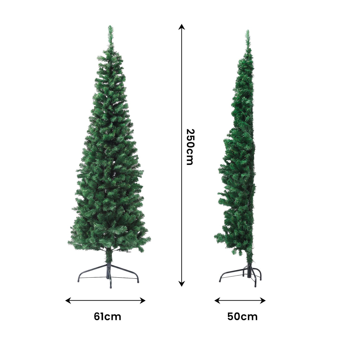 Jingle Jollys 2.4m Pre-Lit Christmas Tree Slim Pencil Xmas Tree Corner Tree
