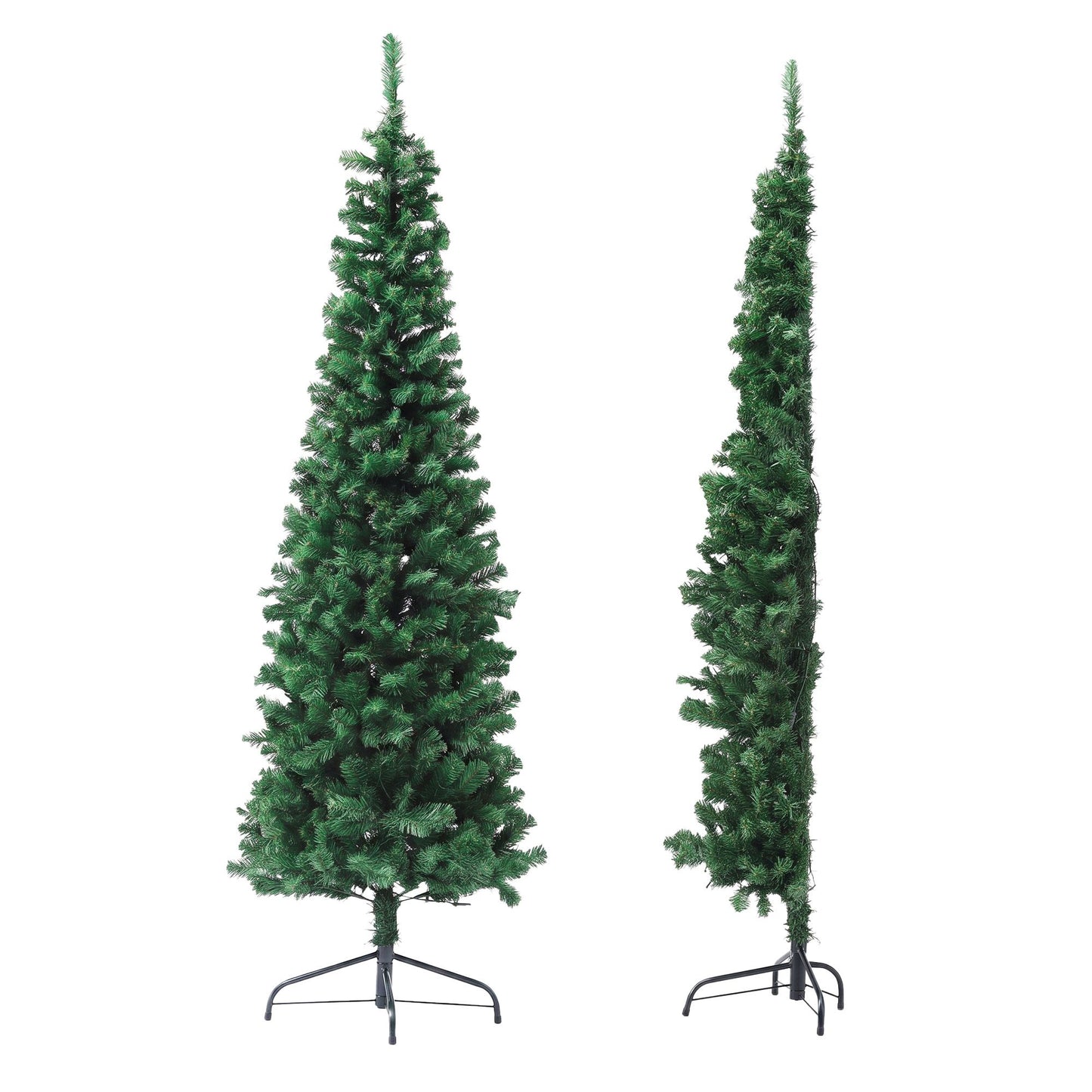 Jingle Jollys 2.4m Pre-Lit Christmas Tree Slim Pencil Xmas Tree Corner Tree