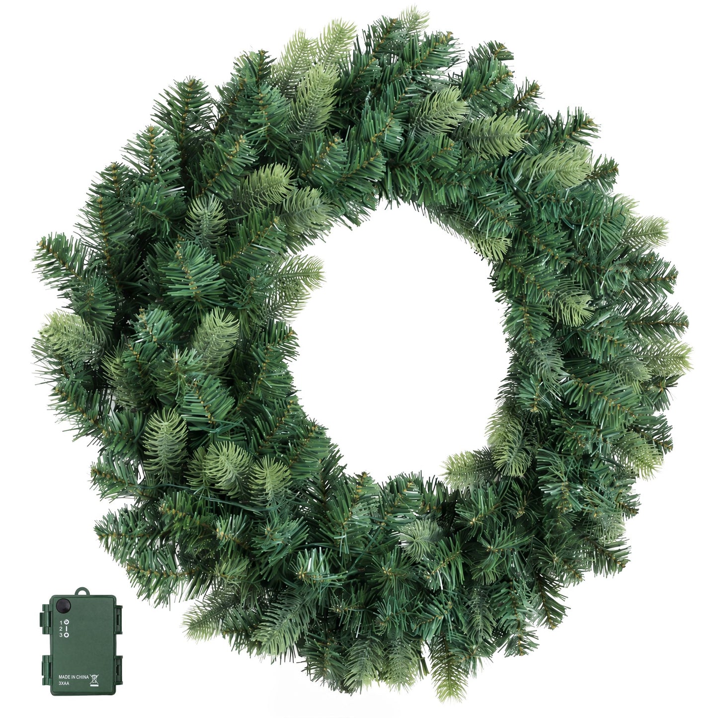 Jingle Jollys 60 cm vorbeleuchtete Weihnachtskranz-Girlanden Warmweiße LED-Lichter Türkranz Batterie-Timer