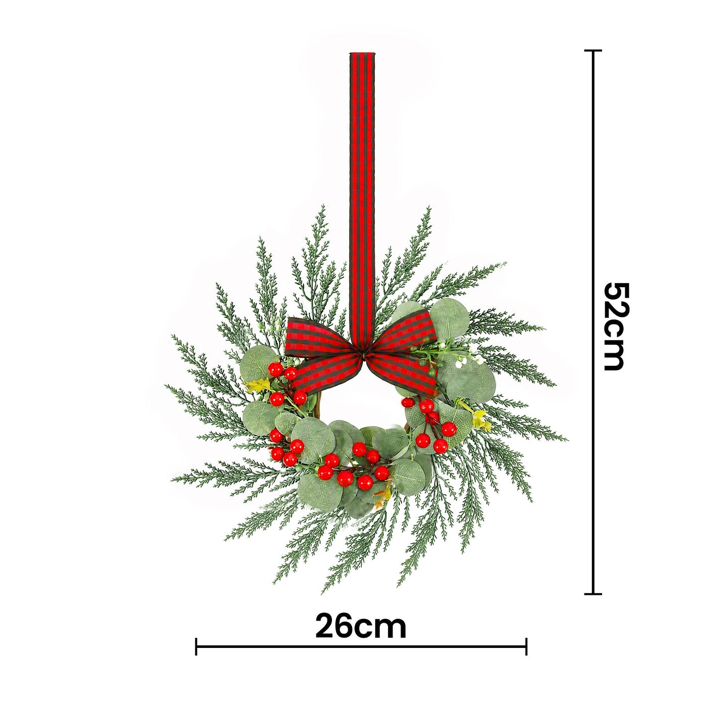 Jingle Jollys 6er Weihnachtskranz Girlande 26cm Beleuchtete Kränze Rote Beeren Schleife