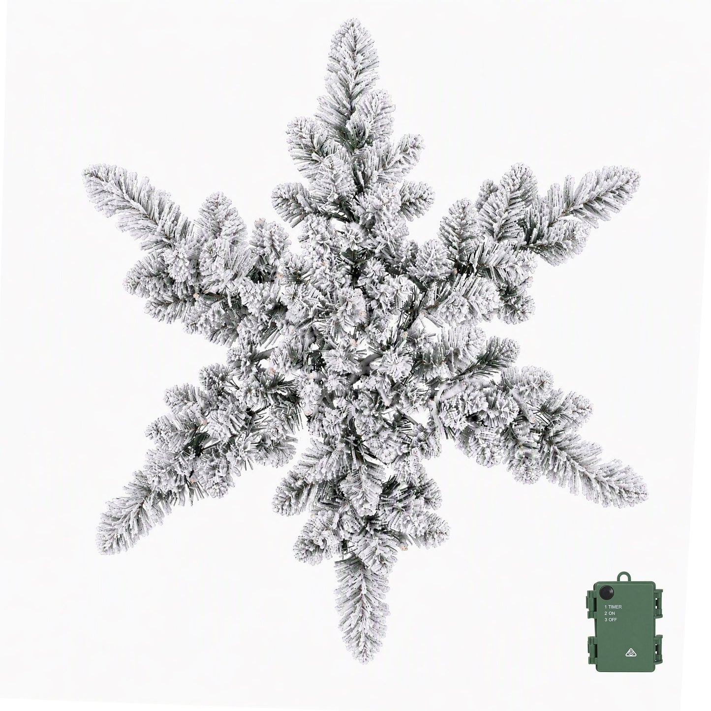 Jingle Jollys 60 cm beflockter Schneeflocken-Weihnachtskranz, vorbeleuchtet mit 40 LED-Lichtern