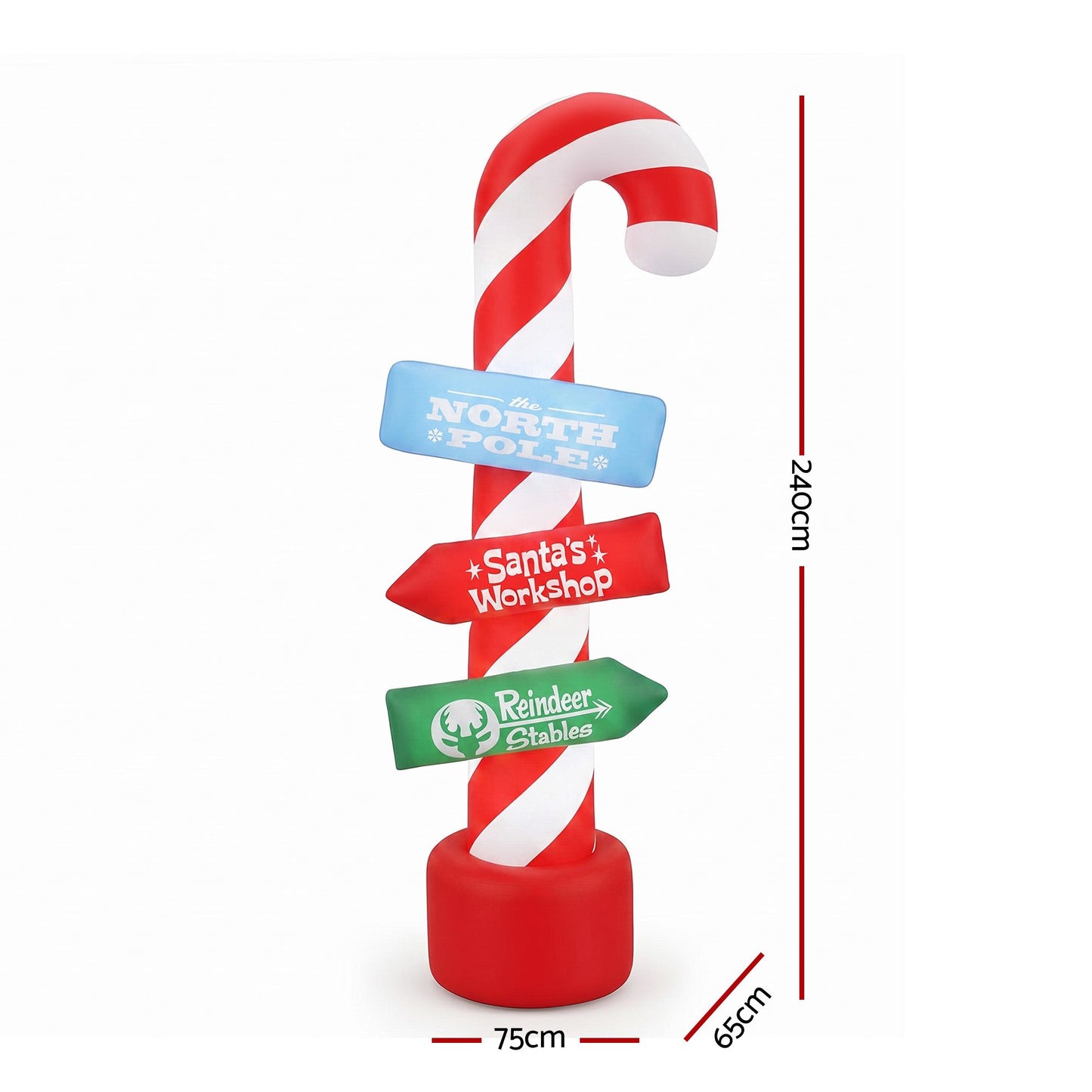 Jingle Jollys Christmas Inflatable Candy Pole 2.4M Illuminated Decorations