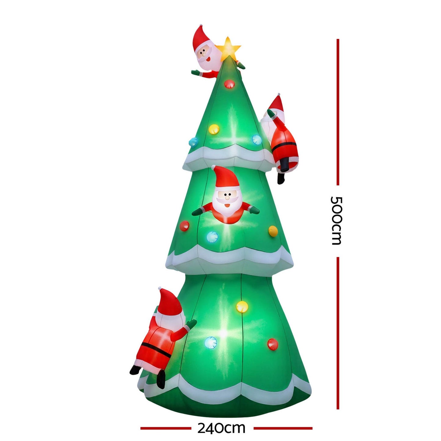 Jingle Jollys Christmas Inflatable Santa Tree 5M Illuminated Decorations