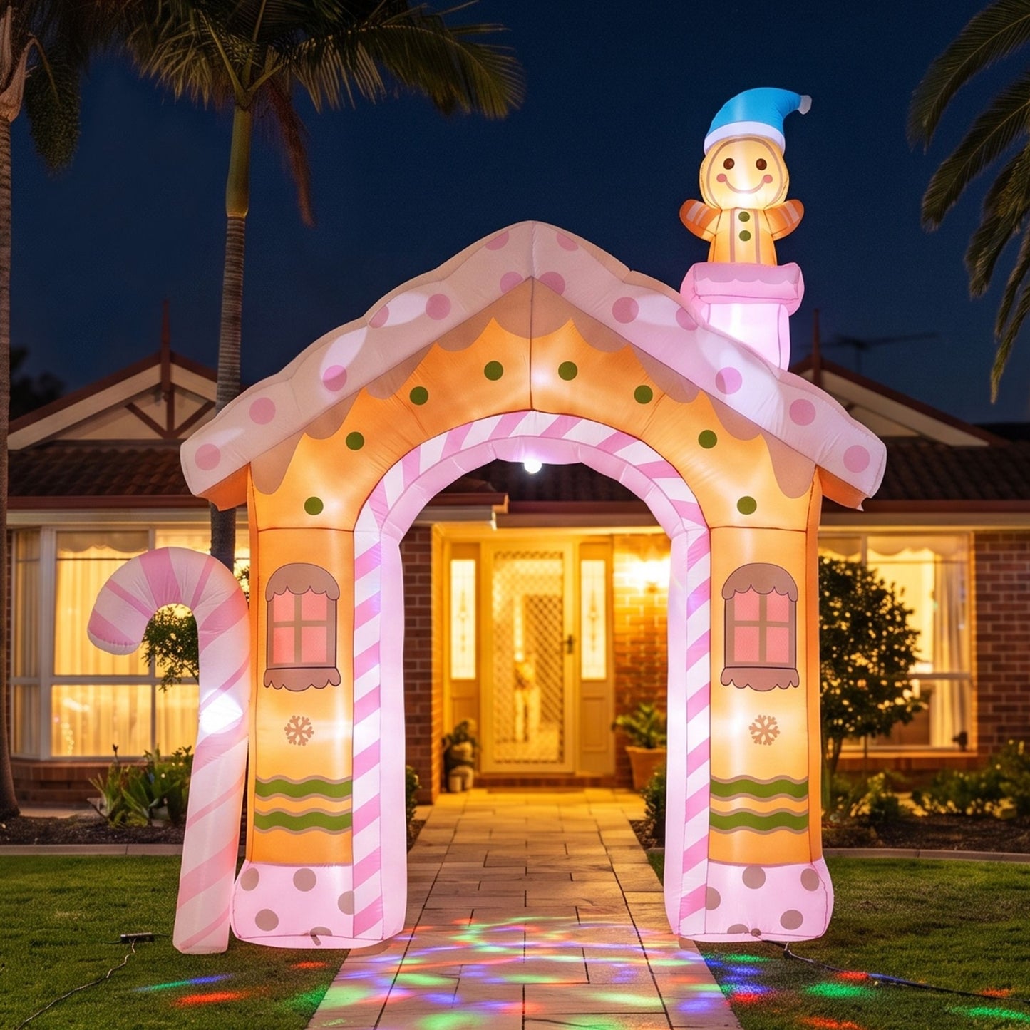 Jingle Jollys Christmas Inflatable Gingerbread Man Candy 3.2M Illuminated Decorations
