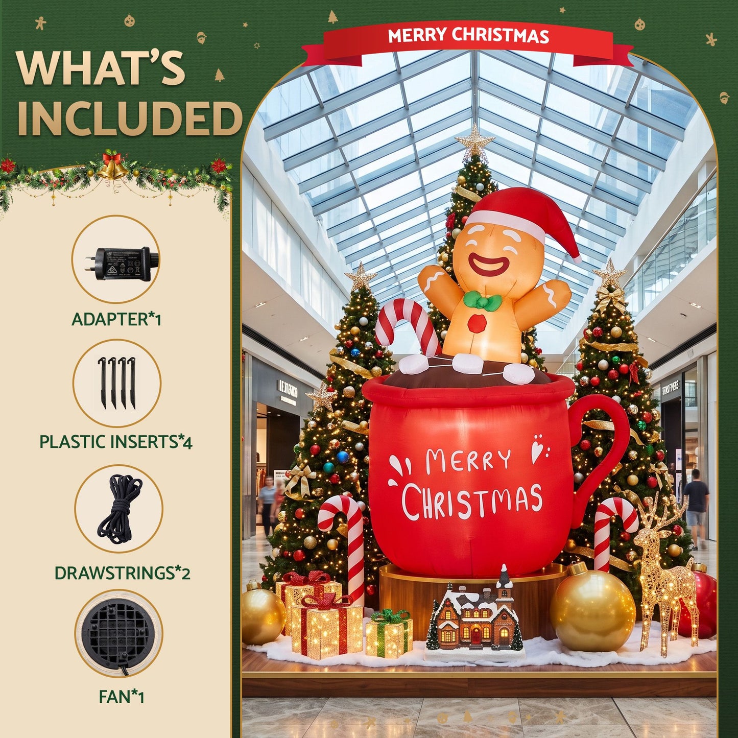 Jingle Jollys Christmas Inflatable Cup 1.8M Height LED Outdoor Decorations Illuminated