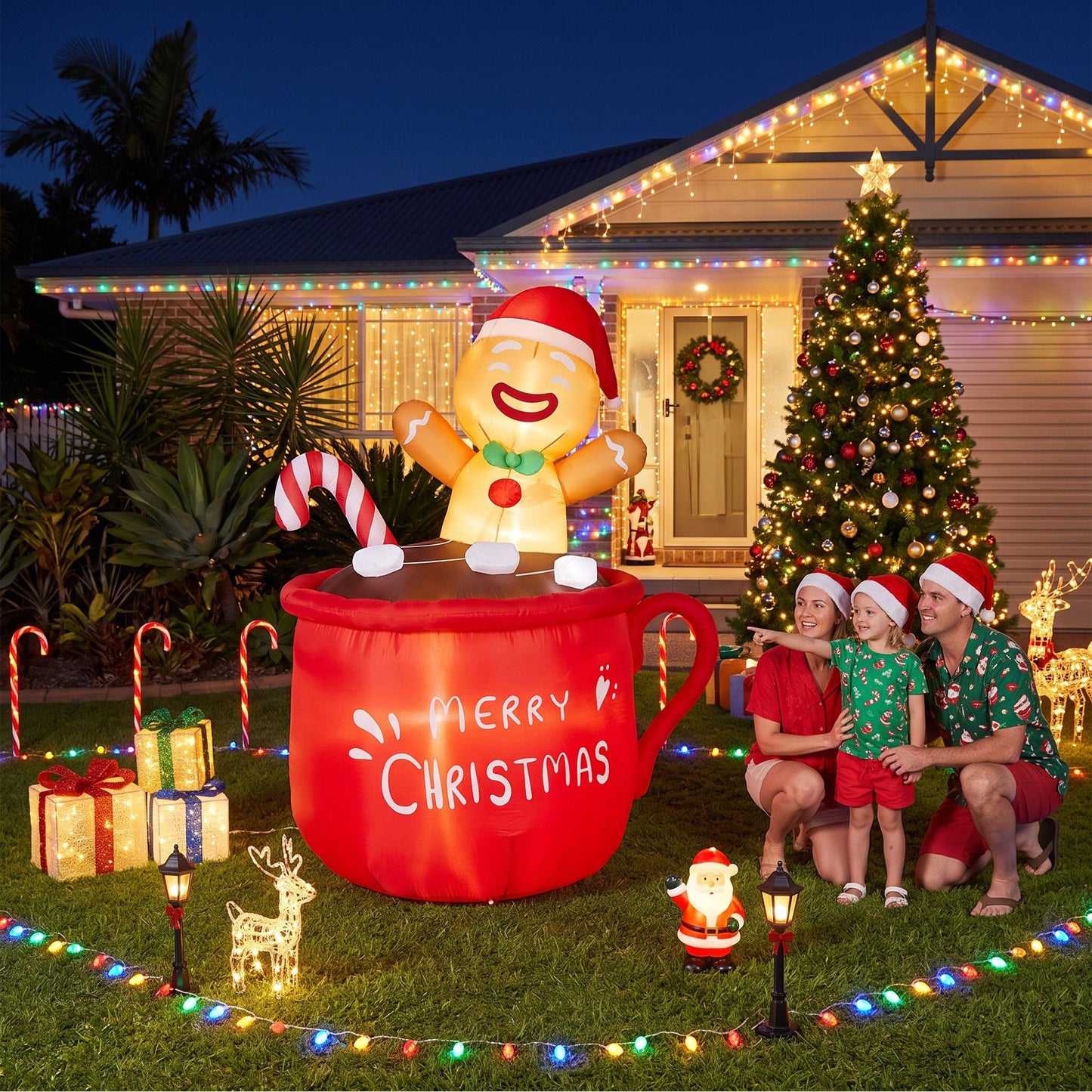 Jingle Jollys Christmas Inflatable Cup 1.8M Height LED Outdoor Decorations Illuminated