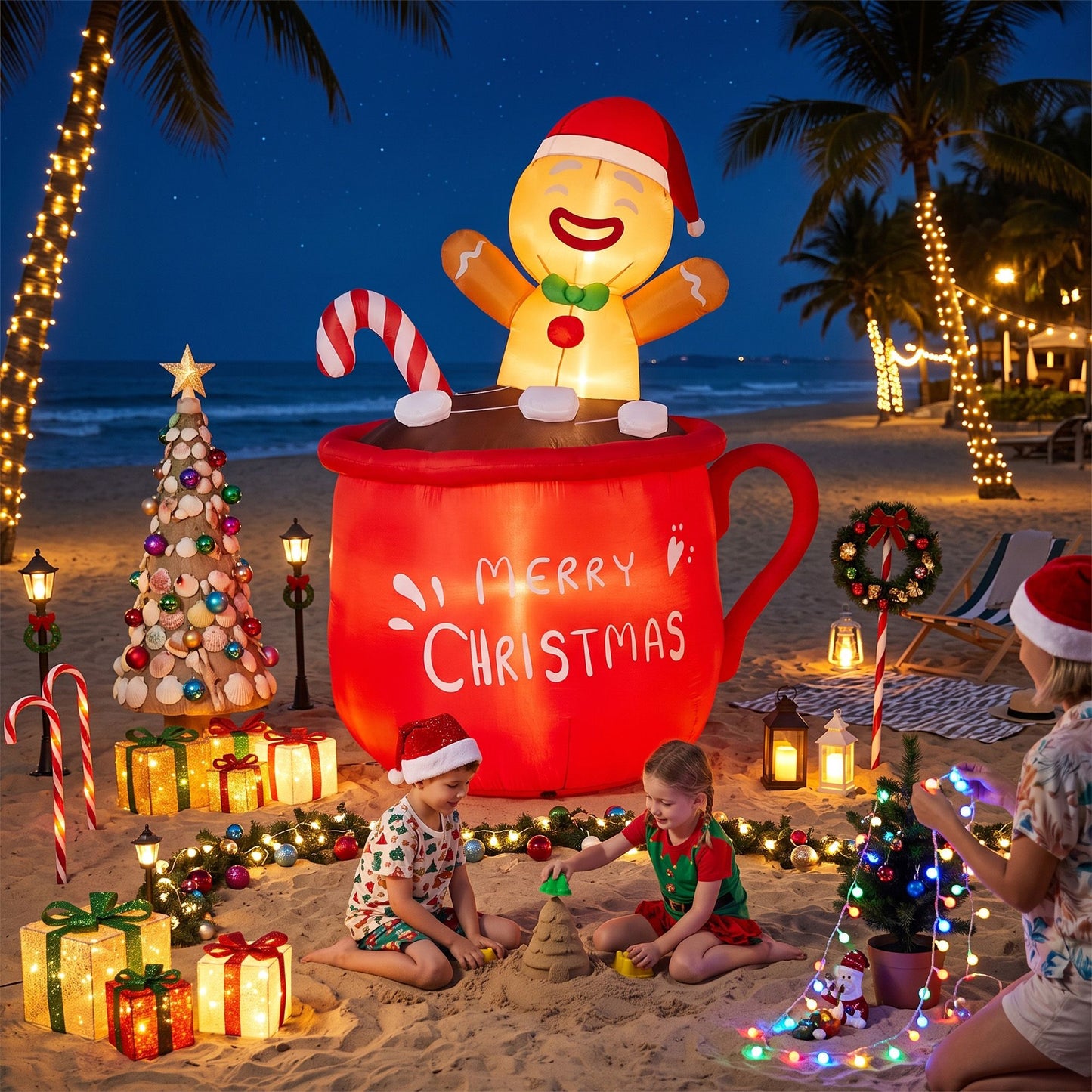 Jingle Jollys Christmas Inflatable Cup 1.8M Height LED Outdoor Decorations Illuminated
