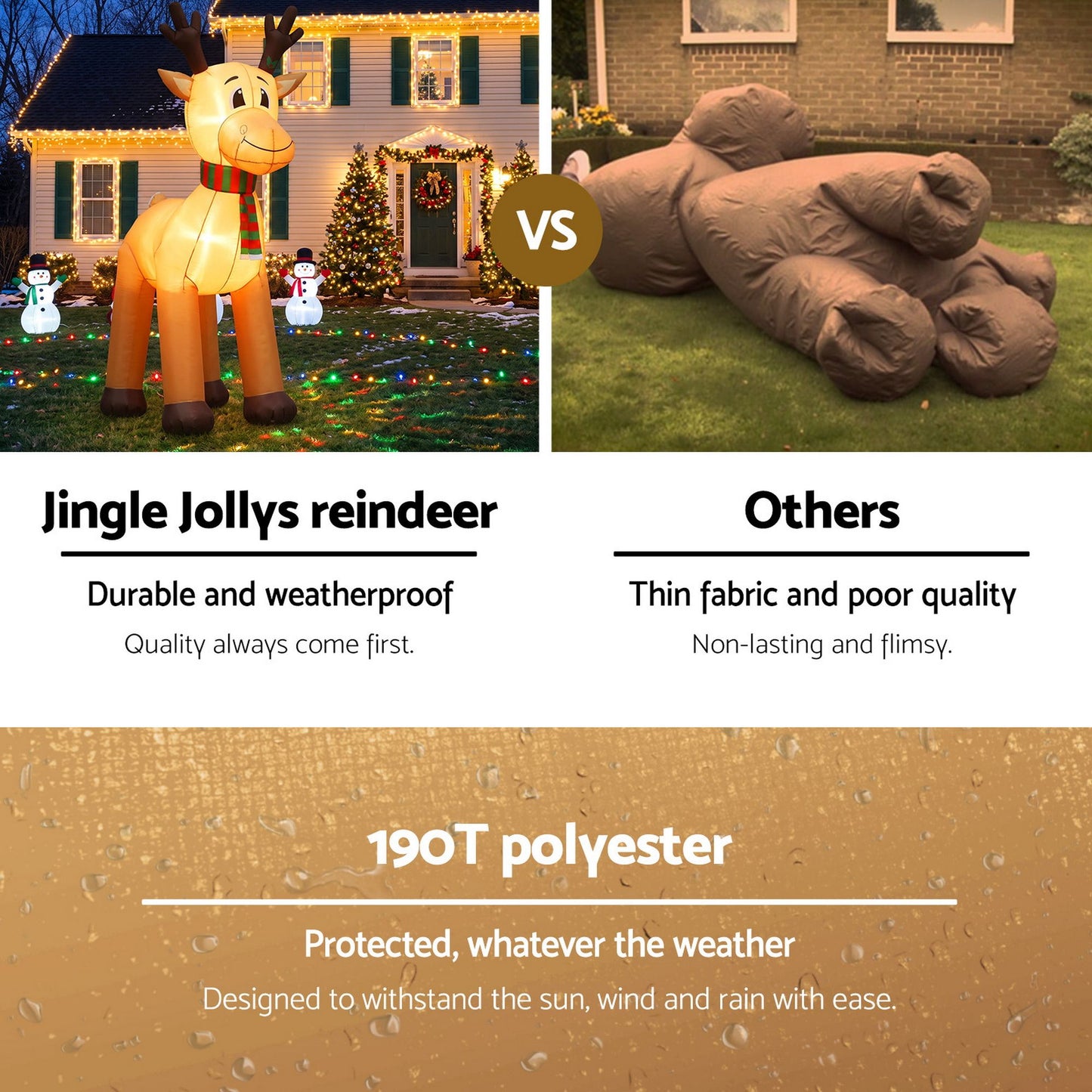 Jingle Jollys Christmas Inflatable Reindeer 5M Illuminated Decorations