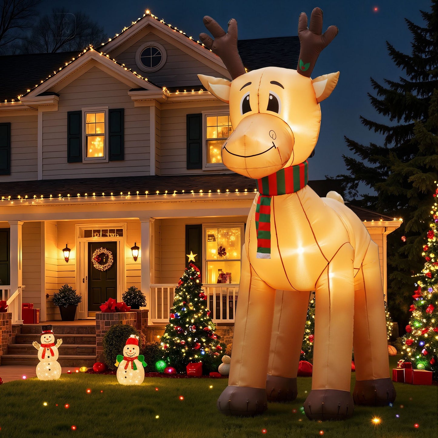 Jingle Jollys Christmas Inflatable Reindeer 5M Illuminated Decorations