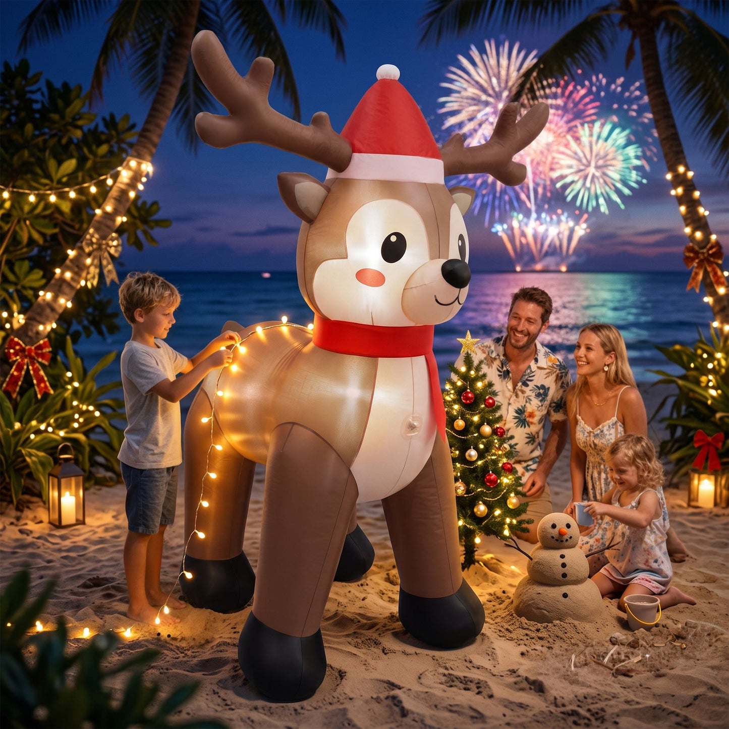 Jingle Jollys Christmas Inflatable Reindeer 2.5M Illuminated Decorations
