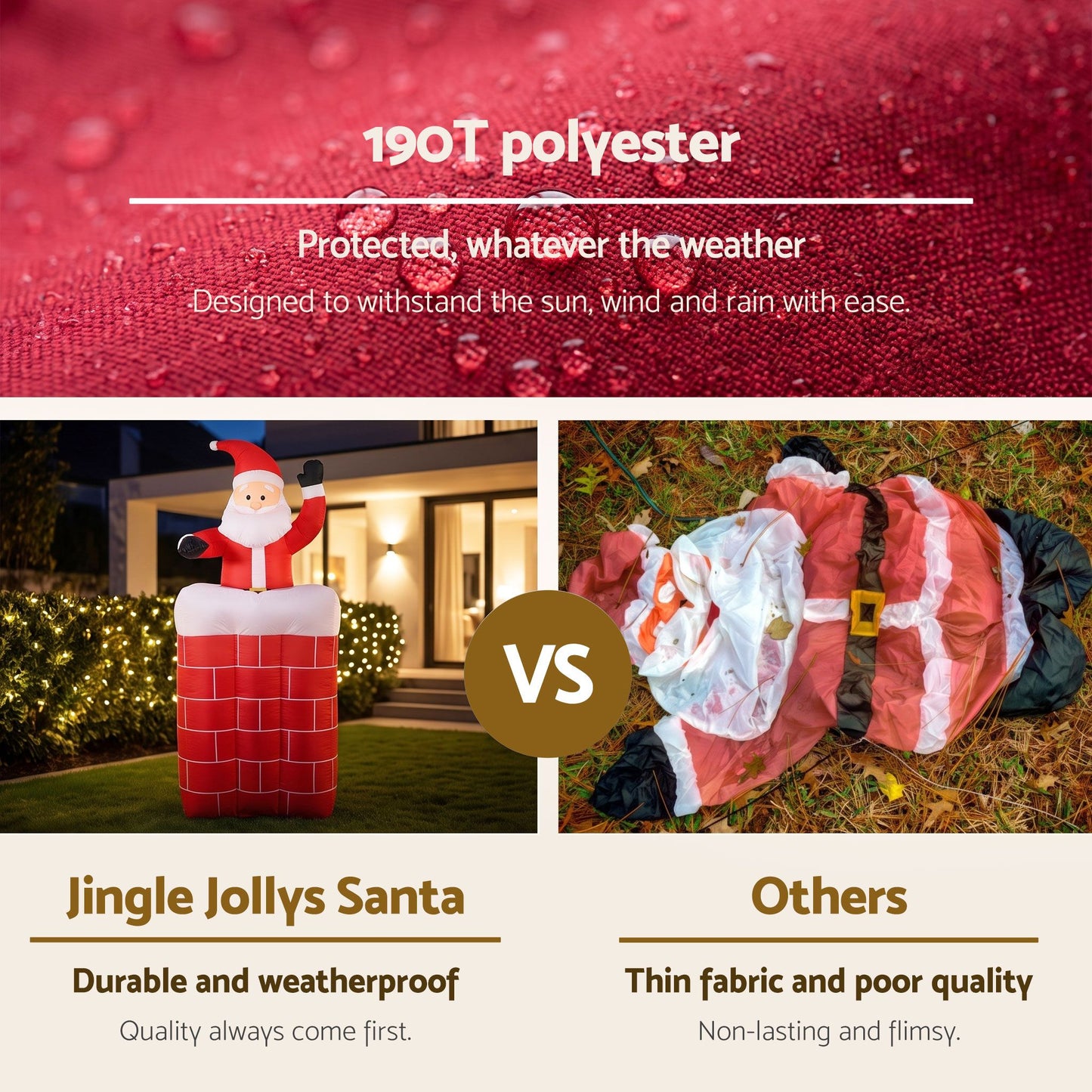 Jingle Jollys Christmas Inflatable Santa Pop Up 1.8M Illuminated Decorations