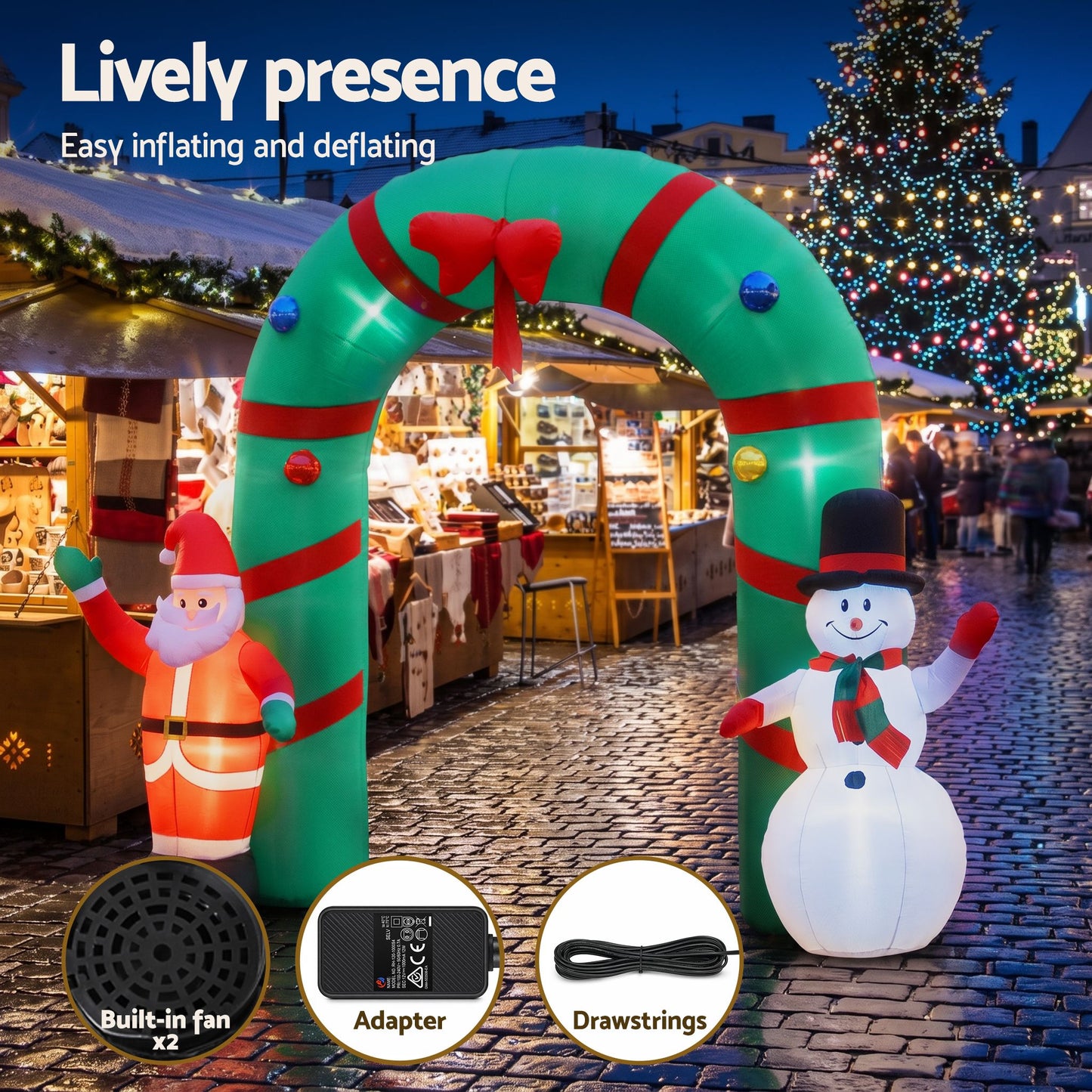 Jingle Jollys Christmas Inflatable Archwary 2.8M Illuminated Decorations