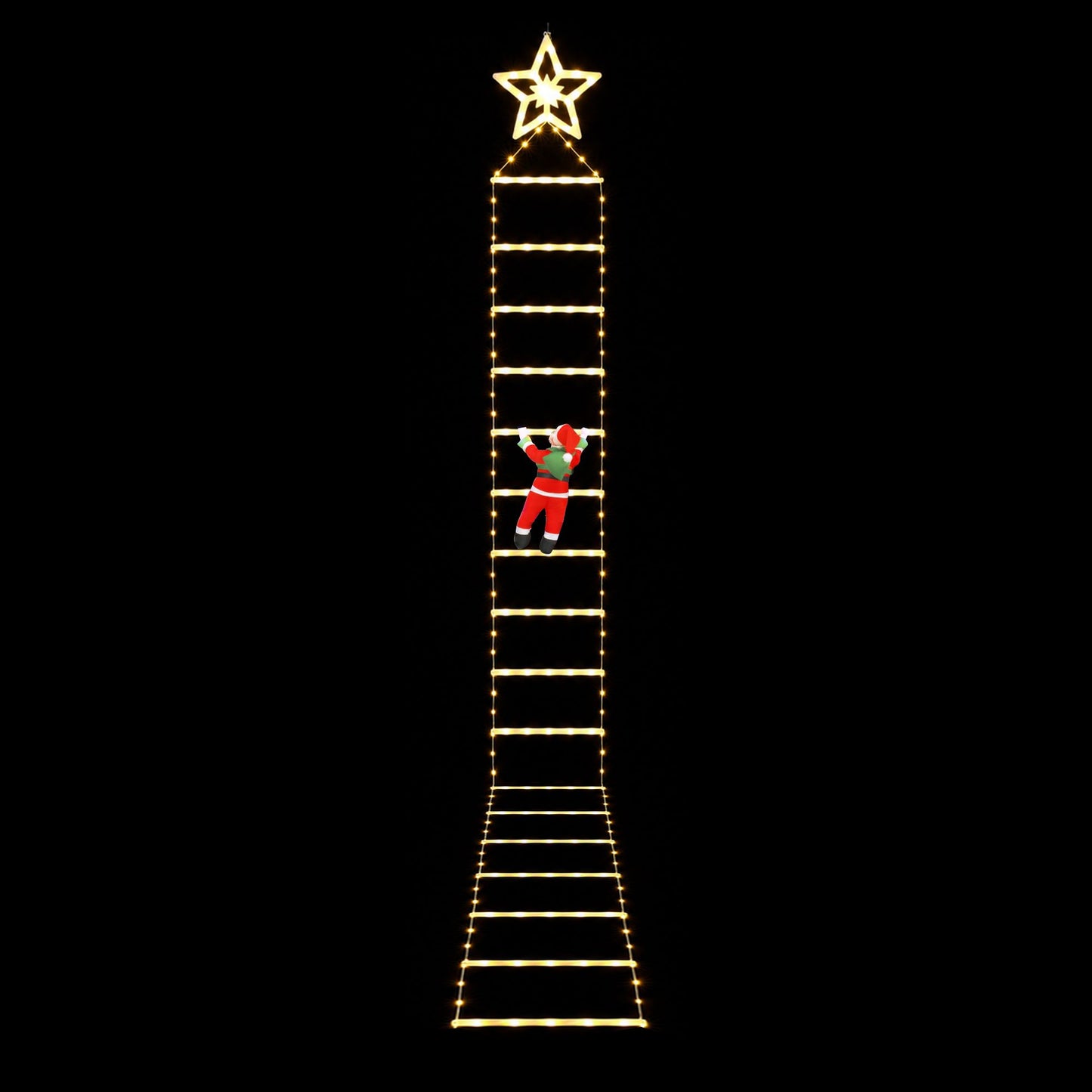 Jingle Jollys Christmas Ladder Lights Santa 3.4m 328LED Hanging Decor Warm White