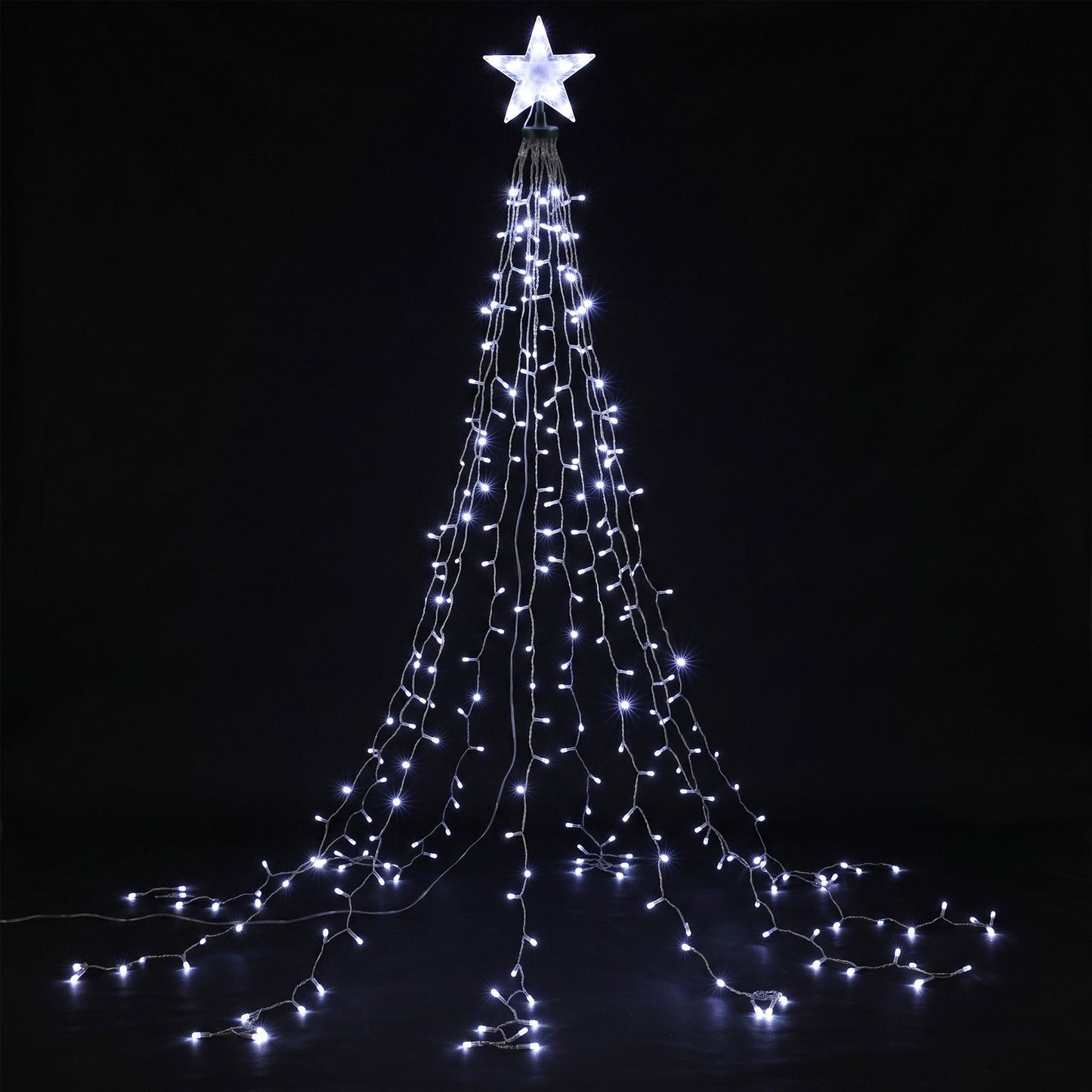 Jingle Jollys 2,5M Weihnachtsbaumlichter Baumspitze Lichterketten Wasserfall Lichterketten Weiß