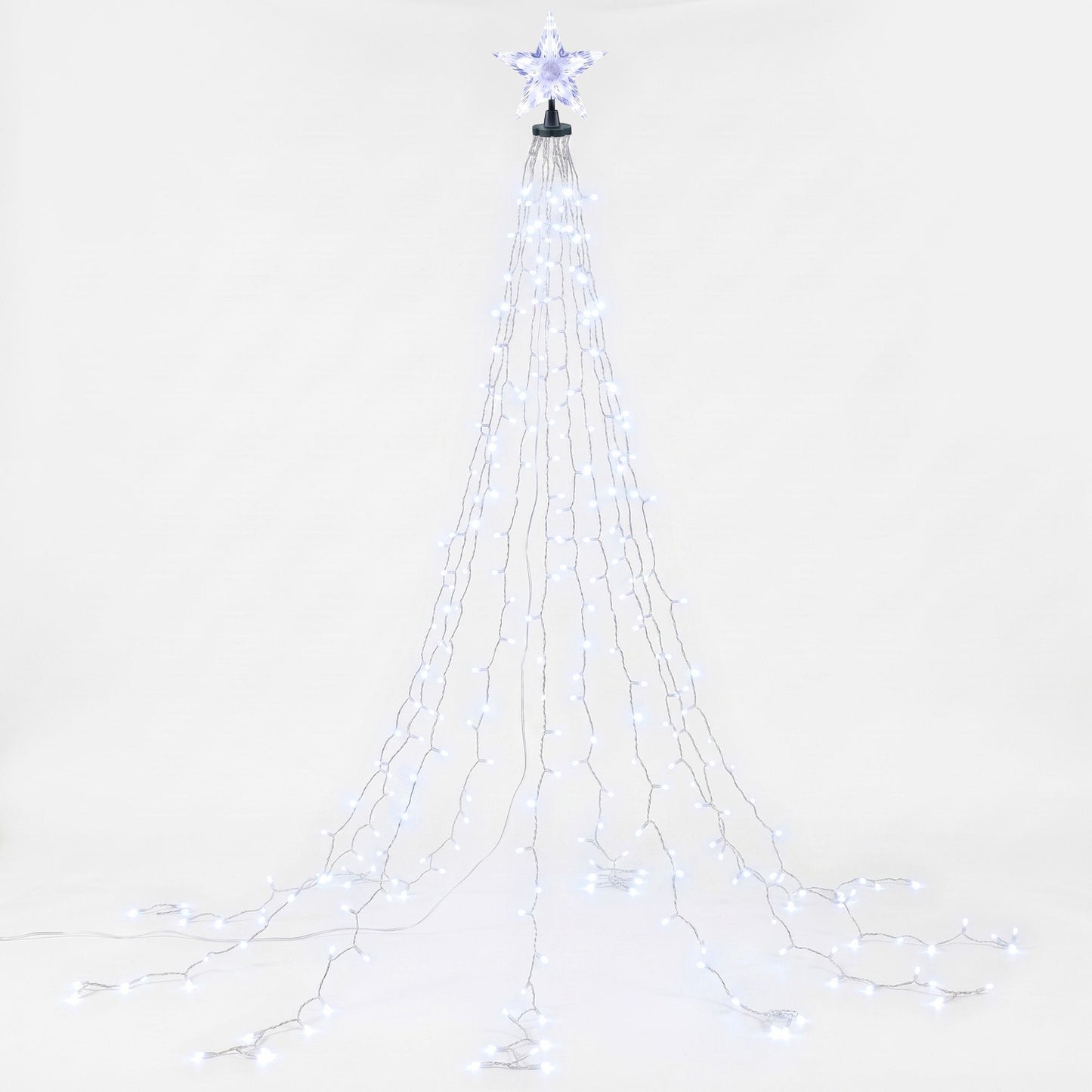 Jingle Jollys 2,5M Weihnachtsbaumlichter Baumspitze Lichterketten Wasserfall Lichterketten Weiß