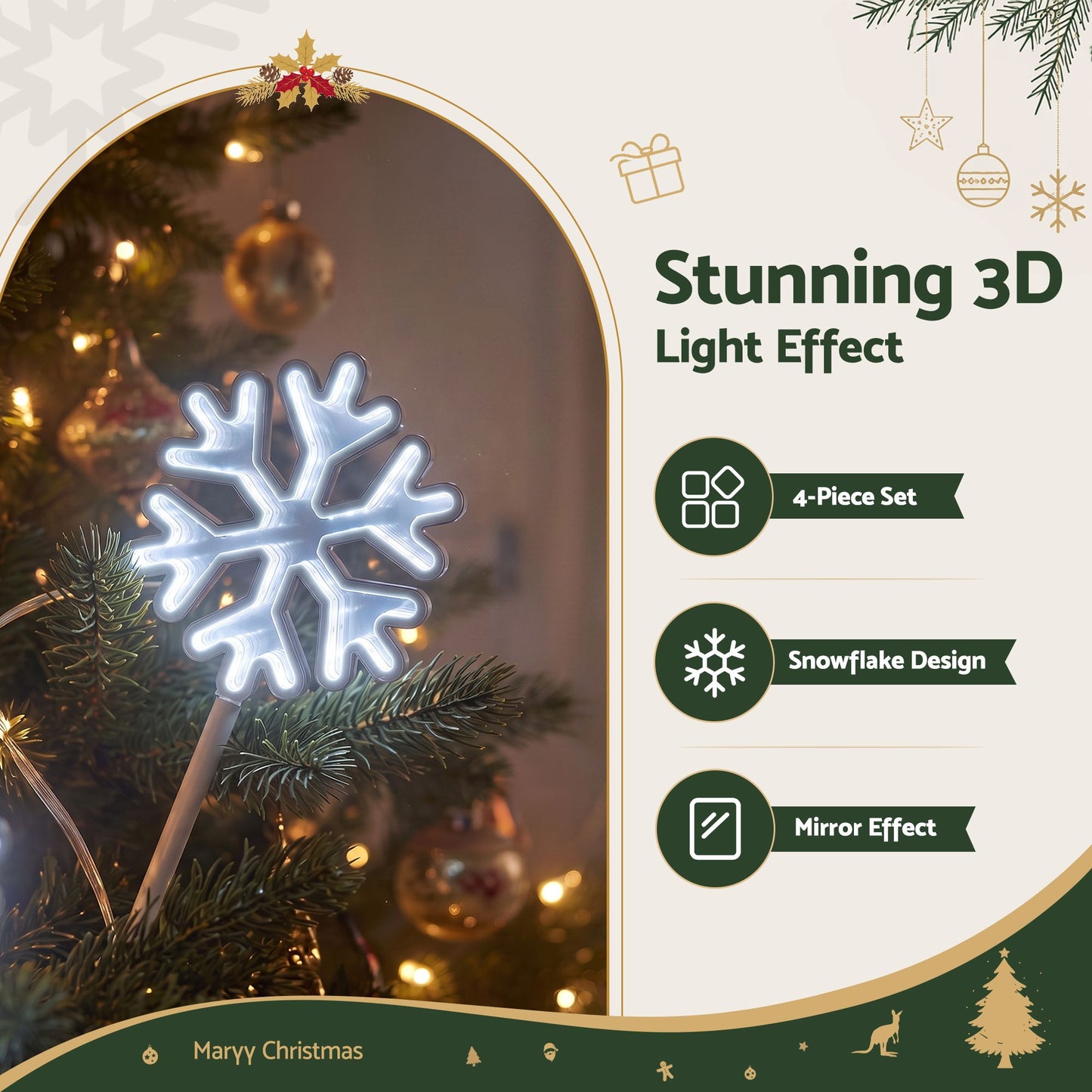 Jingle Jollys 4 Pack Christmas Lights Path Lights Garden Decoration Outdoor Pathway Lighting