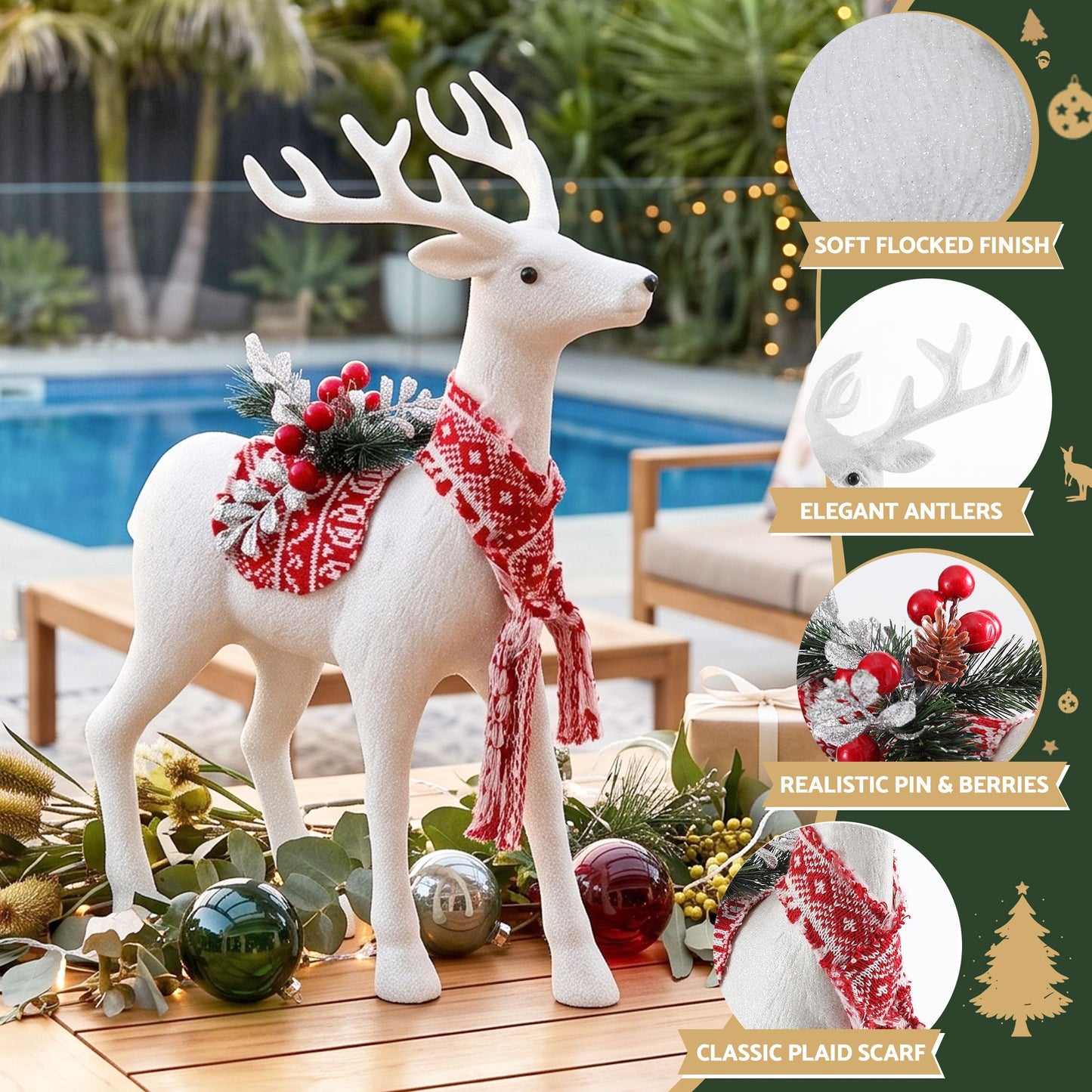 Jingle Jollys Christmas Reindeer 45cm Glitter Deer Ornaments Party Decorations
