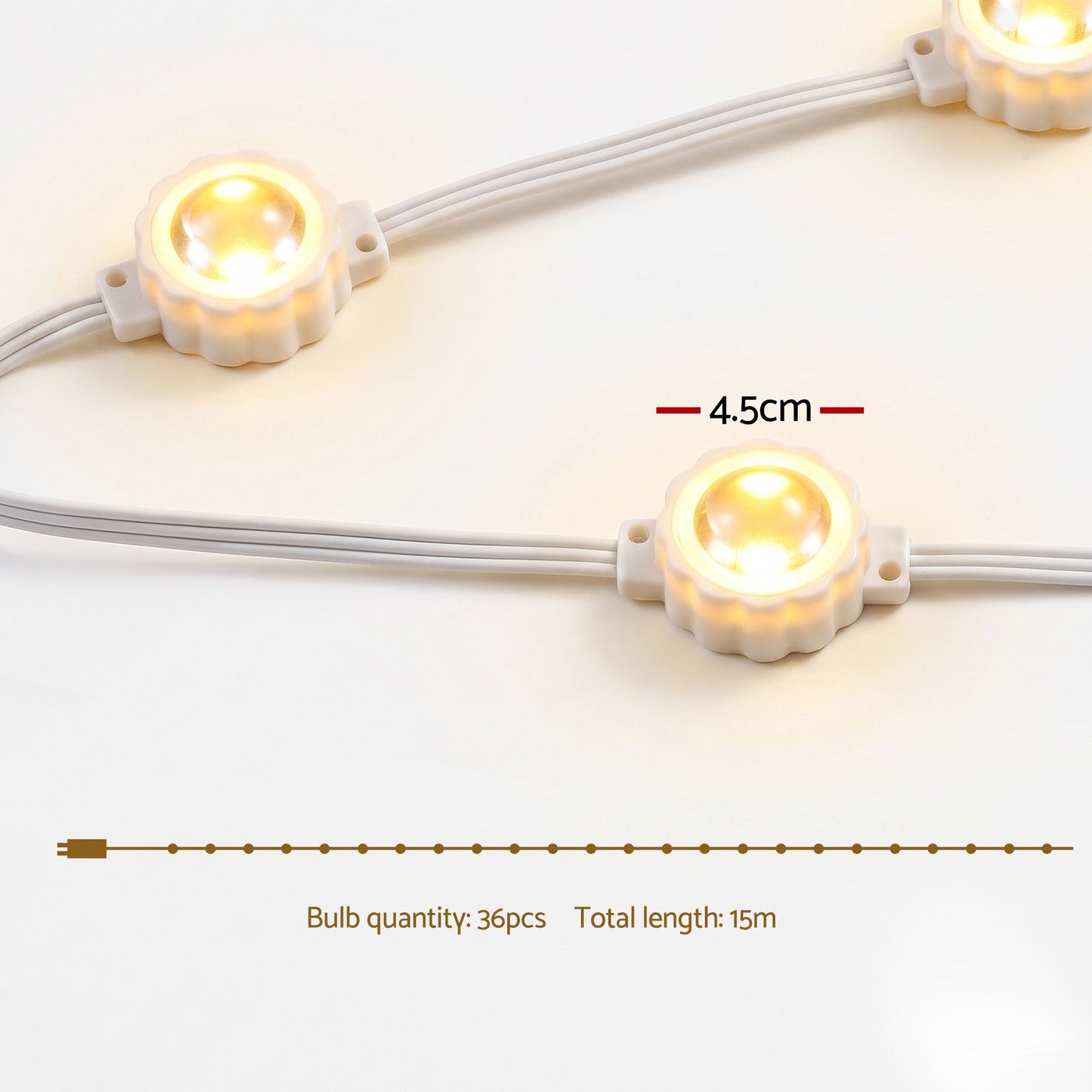 Jingle Jollys 15M Christmas Lights Permanent String Eaves Light 36 LED Decoration