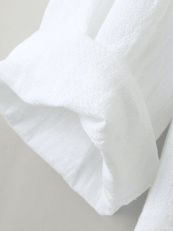 Men's New Long Sleeve Solid Color V Neck Washed Water Cotton T-Shirt