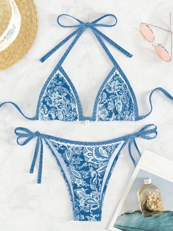 Sexy bikini set with multi-color floral print