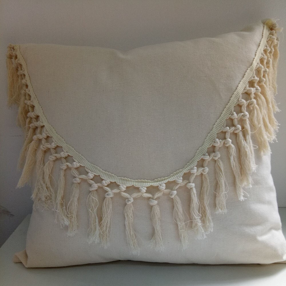 Tassels Cushion Cover 45x45cm Beige White Pillow Covers Decorative Pillow Case Square Home Boho Decor Macrame Pillowcase