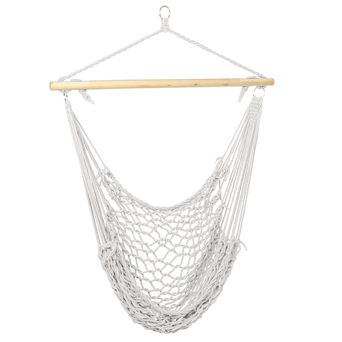 Hammock Chair Swing Hanging Rope Seat Net Chair Tree Outdoor Patio Indoor 200kg - White