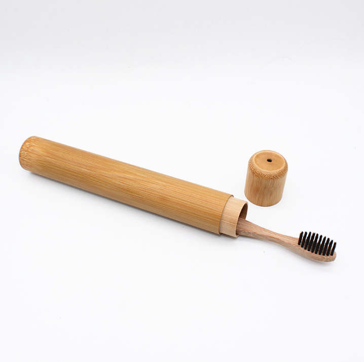 Natural Bamboo Toothbrush Biodegradable Wooden Eco-friendly Teeth Kids Case Tube Handmade Travel Tooth Brush-5 Colors