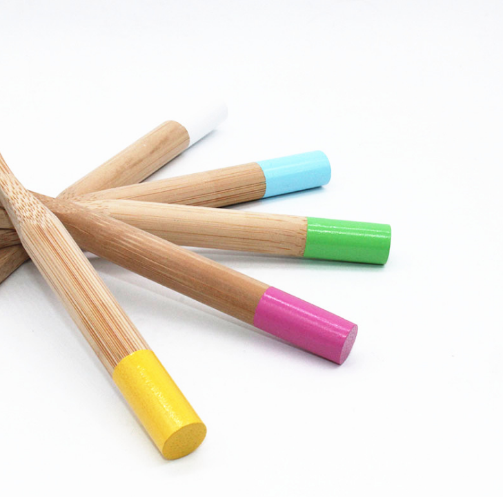 Natural Bamboo Toothbrush Biodegradable Wooden Eco-friendly Teeth Kids Case Tube Handmade Travel Tooth Brush-5 Colors