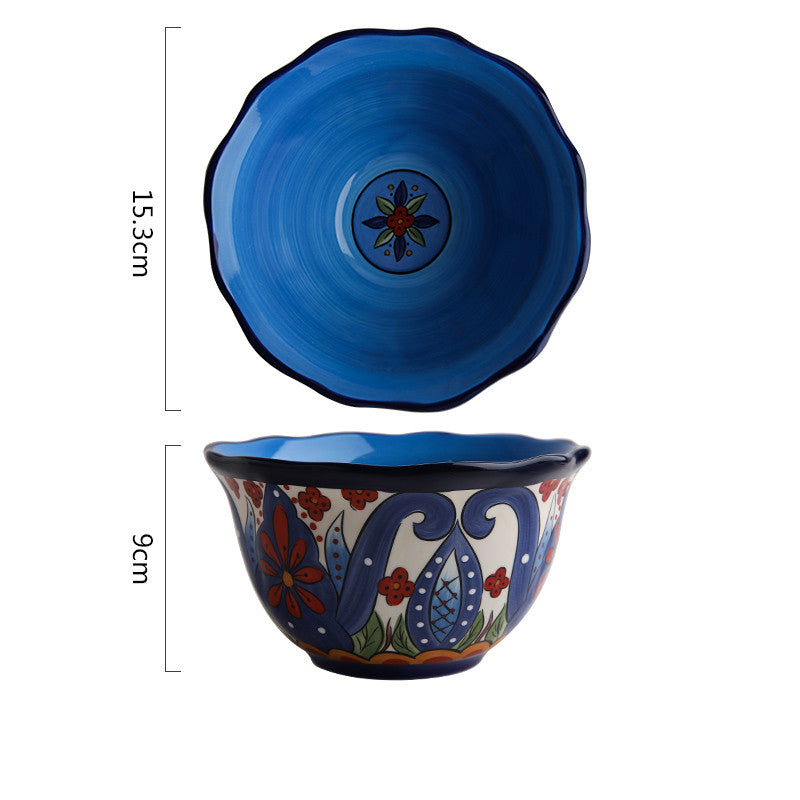 Bohemian hand-painted ceramic tableware bowl