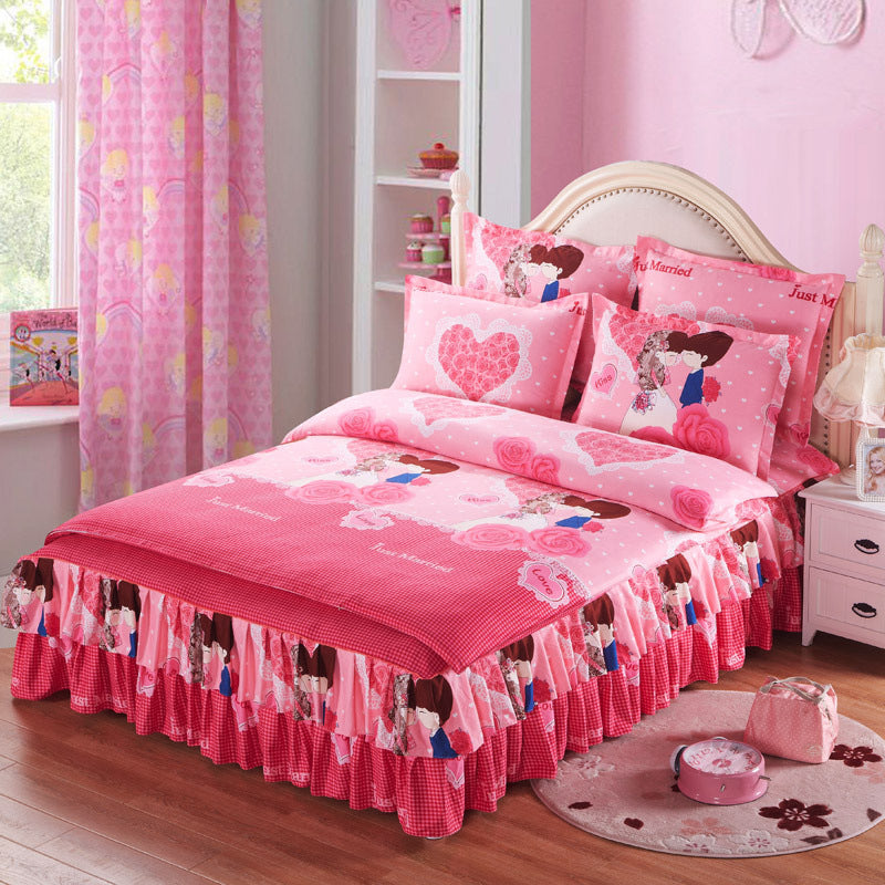 Four piece set on cotton bed