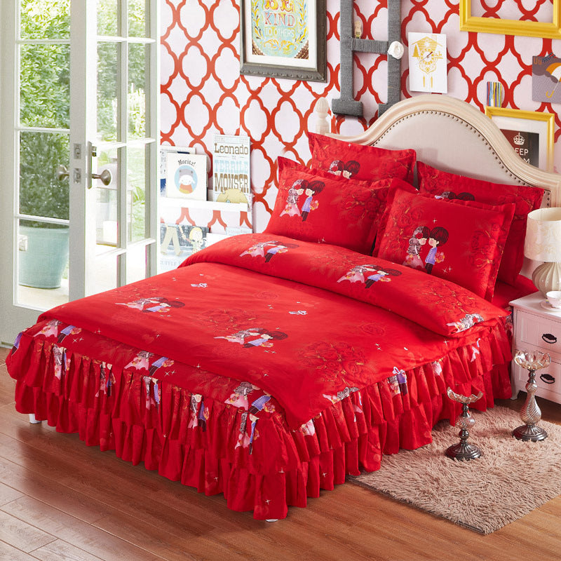 Four piece set on cotton bed