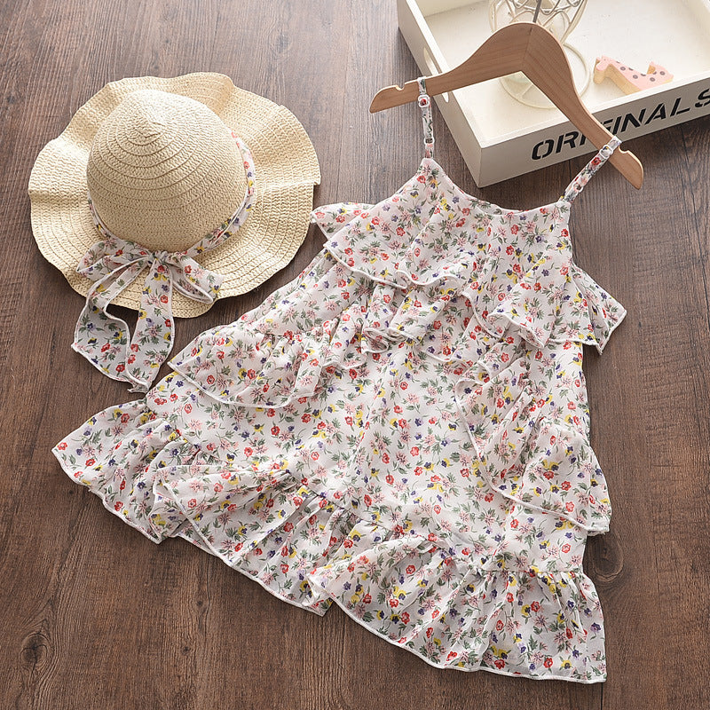 Girls Chiffon Floral Bohemian Beach Holiday Dress