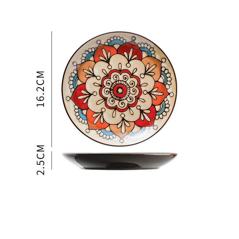 Ceramic Art Dinner Plate Dish Home Refreshment Plate Restaurant Tableware Porcelain Plate Net Red Plate