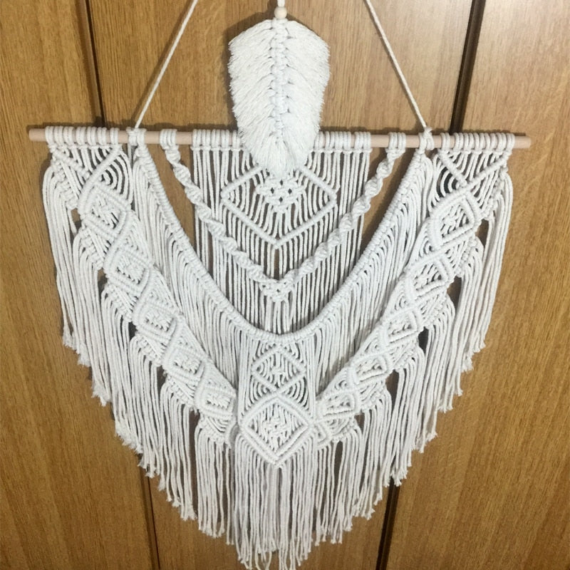 Macrame Wall Hanging Decor Boho Woven Home Decoration for Bedroom Living Room Gallery Geometirc Handmade Ornaments 35"x23.6"