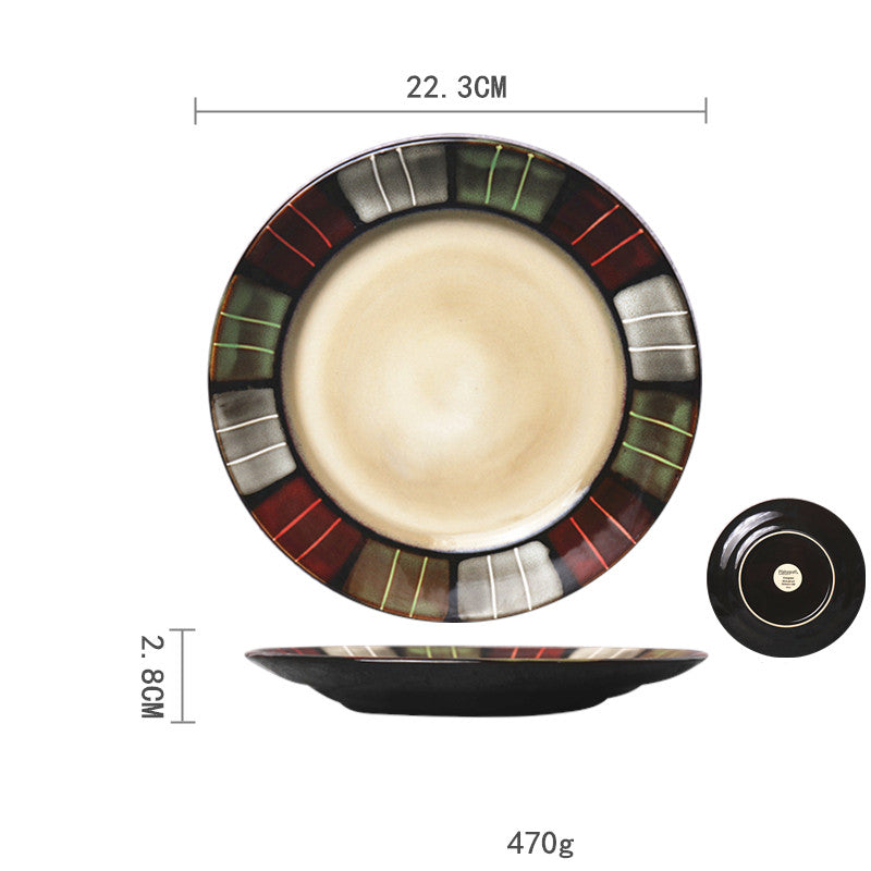 Ceramic Plate Household Tableware Round Flat