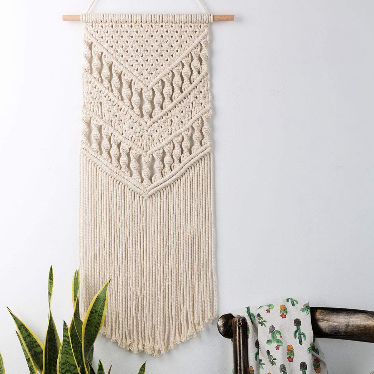 Macrame Woven Wall Hanging Boho Chic Bohemian Room Geometric Art Decor Beautiful Apartment Dorm Room Decoration