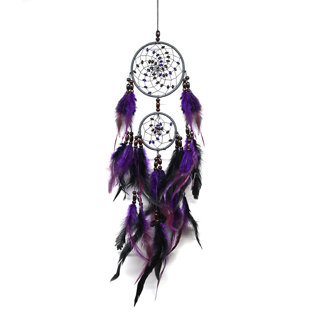 New Natural Black Purple Feather Dream Catcher Car Decoration Pendant Wedding Dream Catcher Wall Decoration