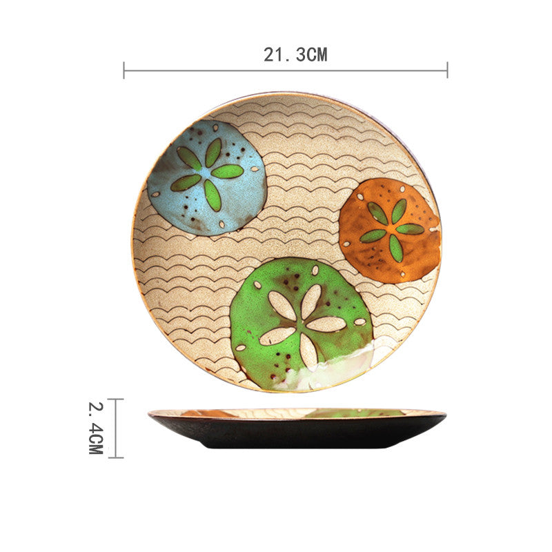 Ceramic Plate Household Tableware Round Flat