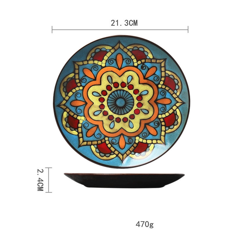 Ceramic Plate Household Tableware Round Flat