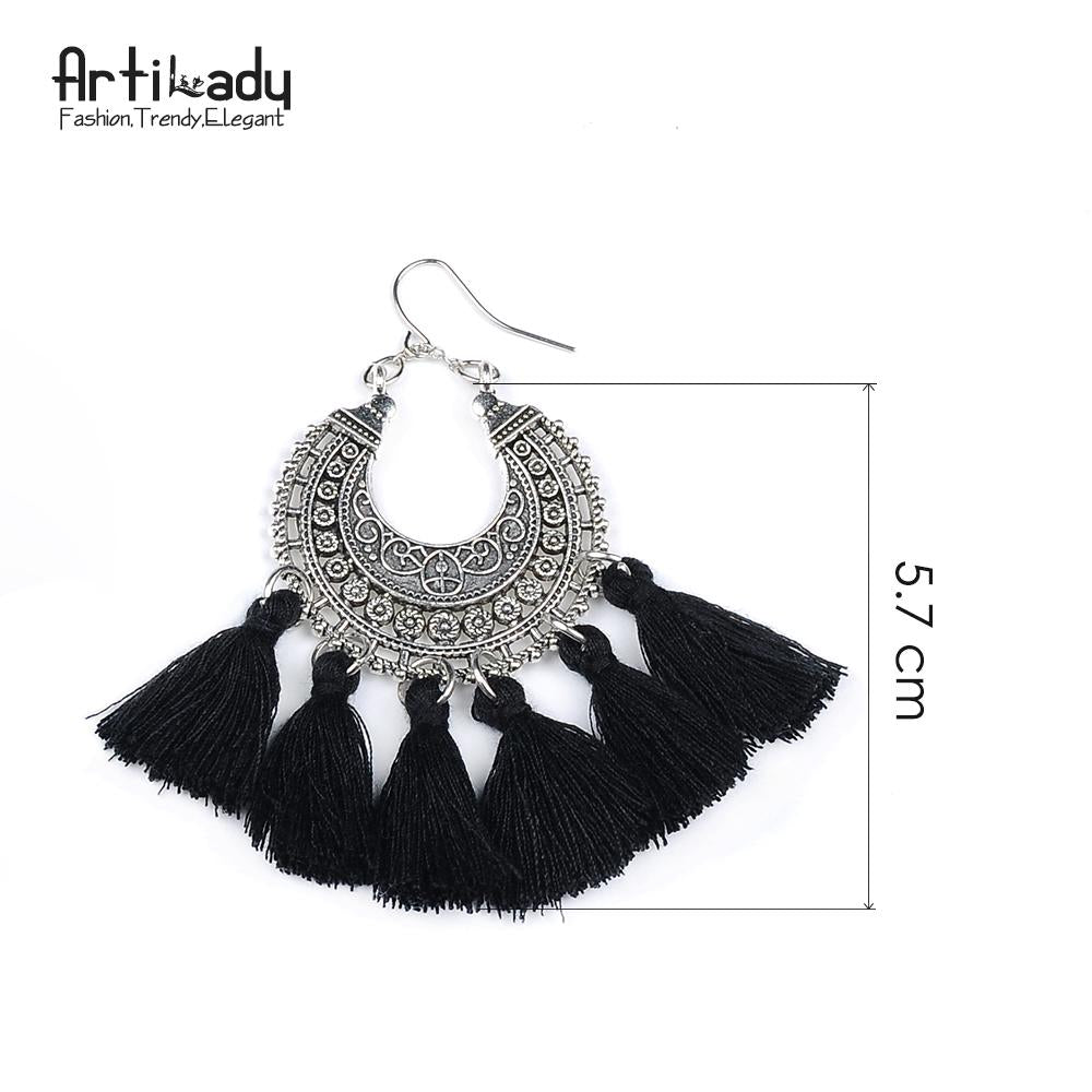 Artilady boho tassel earring vintage bohemia women jewelry