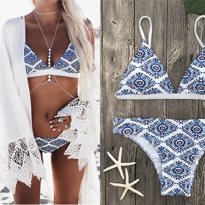 Swimwear printed triangle bikini