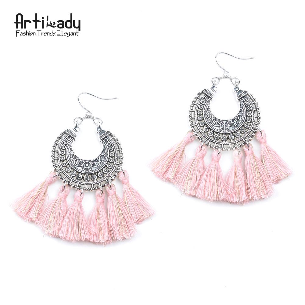 Artilady boho tassel earring vintage bohemia women jewelry