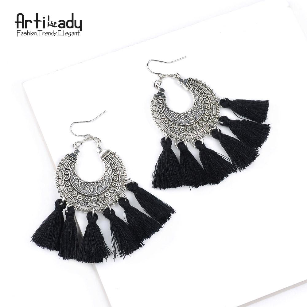 Artilady boho tassel earring vintage bohemia women jewelry