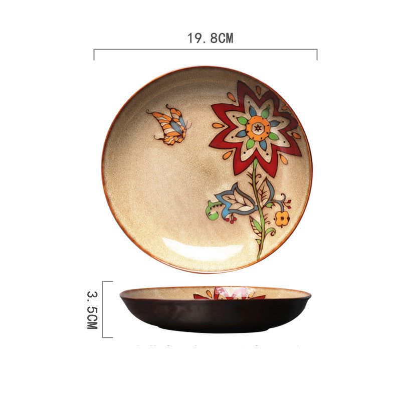 Ceramic Plate Household Tableware Round Flat