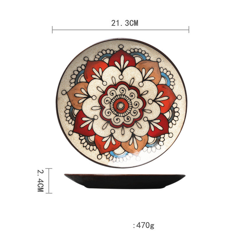 Ceramic Plate Household Tableware Round Flat