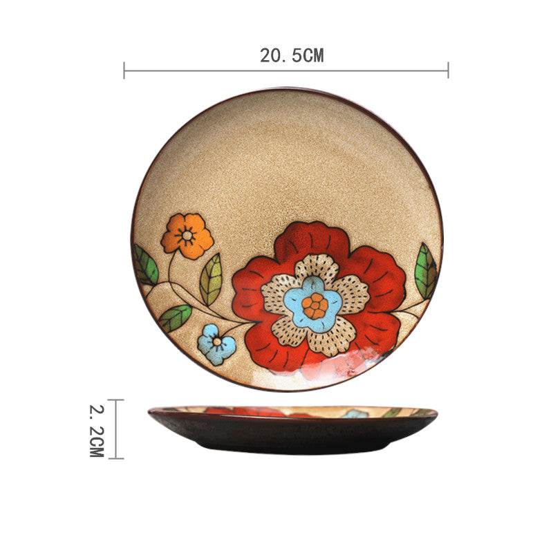 Ceramic Plate Household Tableware Round Flat